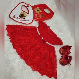 Girls Christmas Dress Shoes Bib Bundle